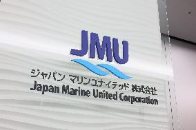 Japan Marine United (JMU) signboard and logo